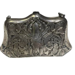 Antique Sterling Art Nouveau Purse/ Coin With Handle